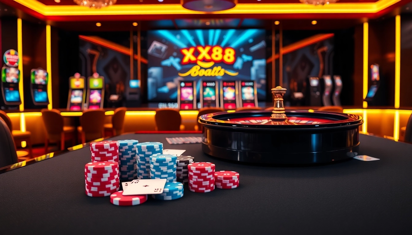 Experience thrilling gambling action at https://xx88.boats/ with vibrant casino visuals and elegant gaming tables.