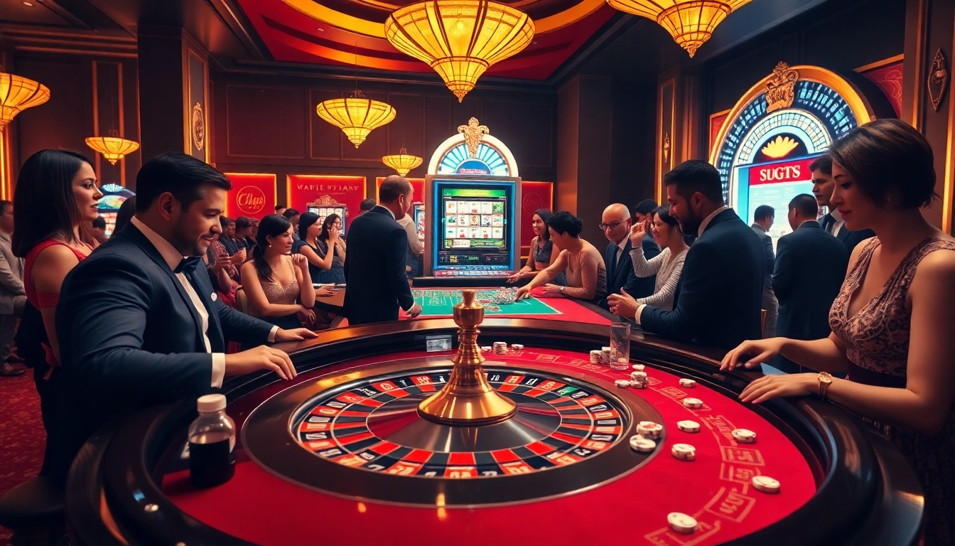 Players experiencing the excitement of casino games at https://gg88.ltd/ with poker chips and a roulette table.