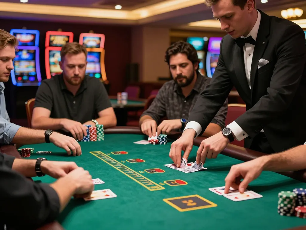 Experience the thrill of blackjack at Ricbet Casino, with focused players and a professional dealer.