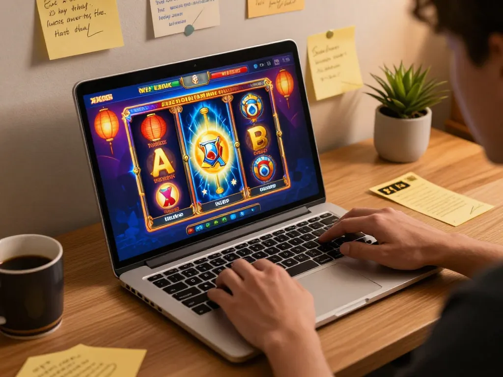 Playing engaging online slots on XXGG, showcasing vibrant graphics and user-friendly interface.