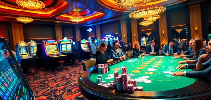 Players engaging at a luxurious casino table with 888vnd chips, showcasing the excitement of high-stakes gambling.