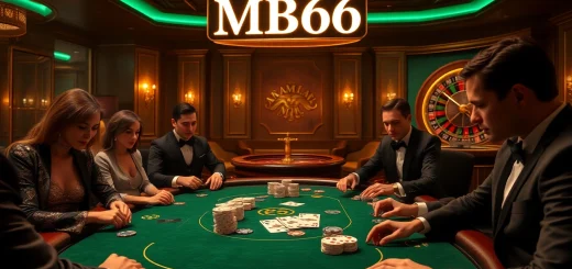 MB66 poker game showcasing high stakes excitement with luxury casino elements.