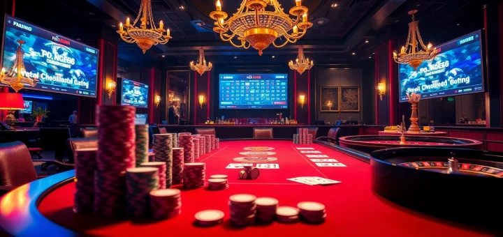 Engaging poker action at trang chủ nk88 casino with vibrant chips and cards.